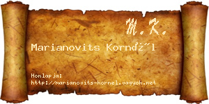 Marianovits Kornél névjegykártya